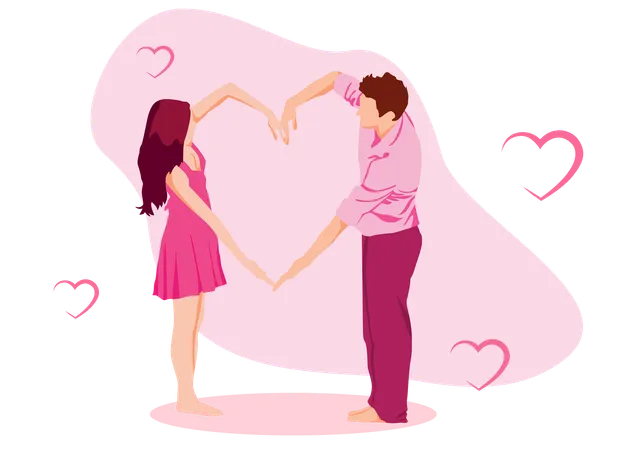 Couple Make Love Sign  Illustration