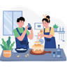 couple making cake illustration free download