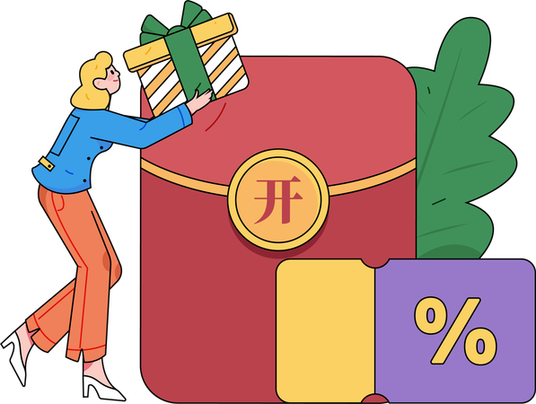 Couple making discounts on online products  Illustration