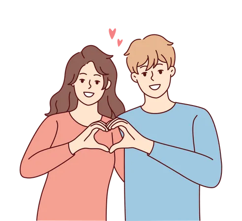 Couple making heart sign Illustration