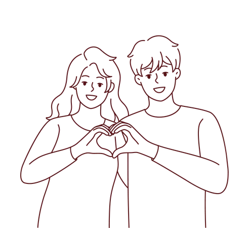 Couple making heart sign Illustration