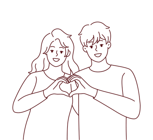 Couple making heart sign  Illustration