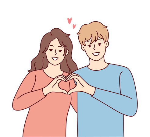 Couple making heart sign  Illustration