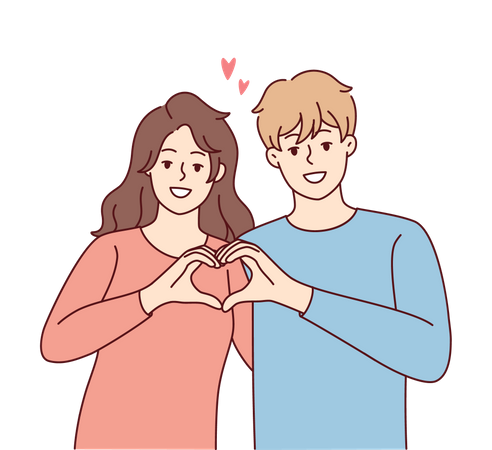 Couple making heart sign  Illustration