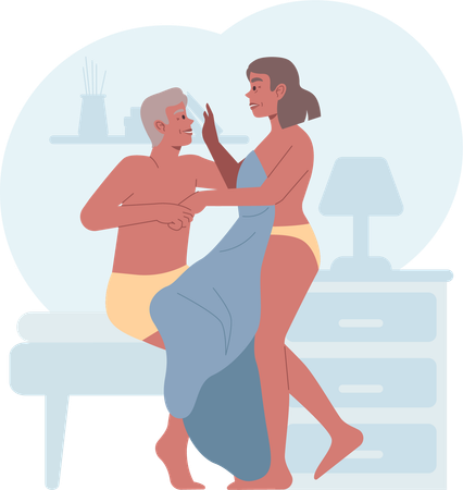 Couple making love at night  Illustration