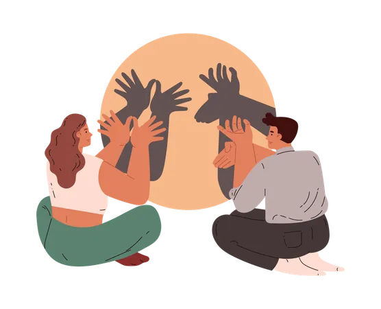 Couple making shadows with hands  Illustration