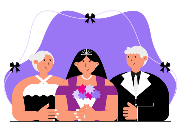 Couple making wedding entry  Illustration
