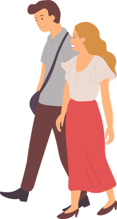 Couple marchant ensemble  Illustration