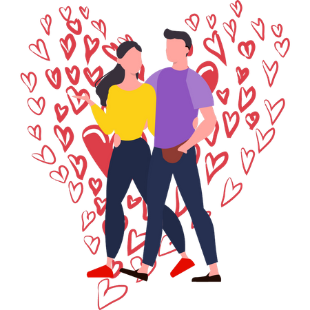 Couple marchant le jour de la Saint-Valentin  Illustration