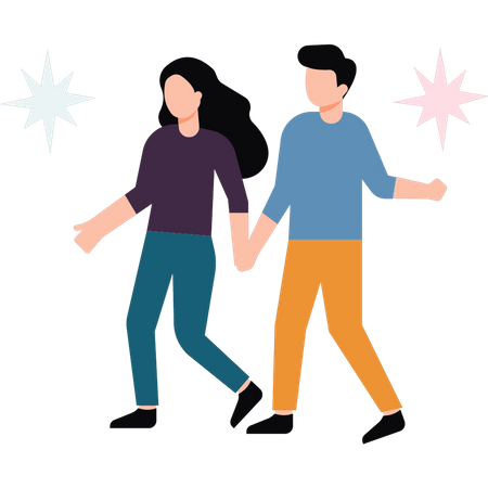 Couple, marche  Illustration