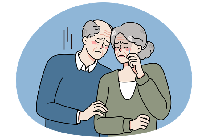 Couple d'âge mûr malheureux en pleurs  Illustration