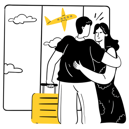 Couple Meeting and Greeting  Illustration