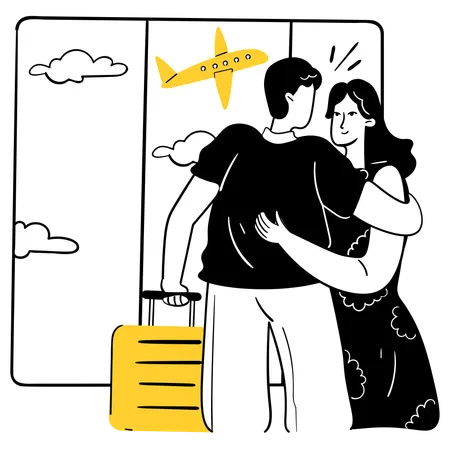 Couple Meeting and Greeting  Illustration