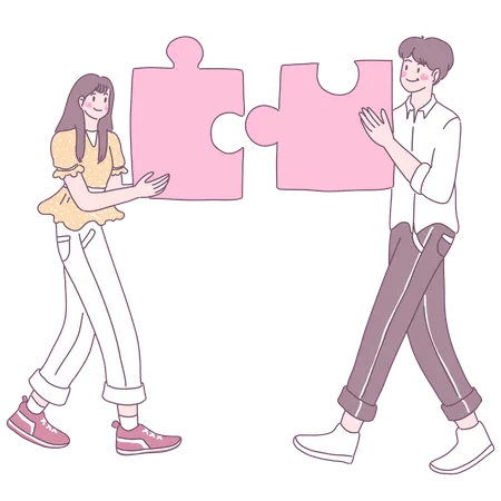 Couple meeting each other  Illustration