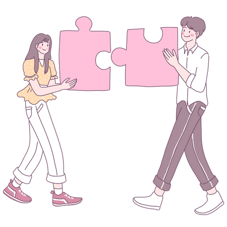 Couple meeting each other  Illustration