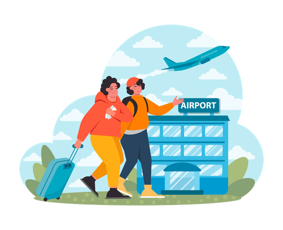 Couple Missed flight  Illustration