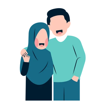 Couple musulman debout ensemble  Illustration