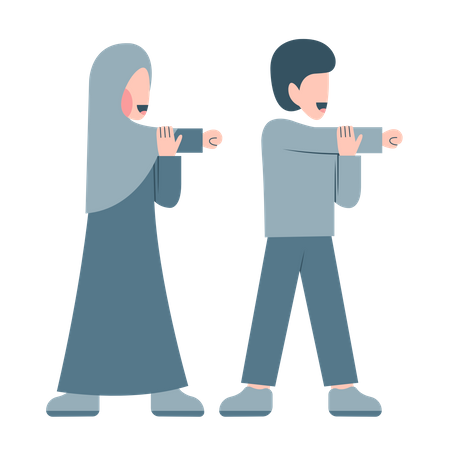 Couple musulman faisant de l'exercice  Illustration