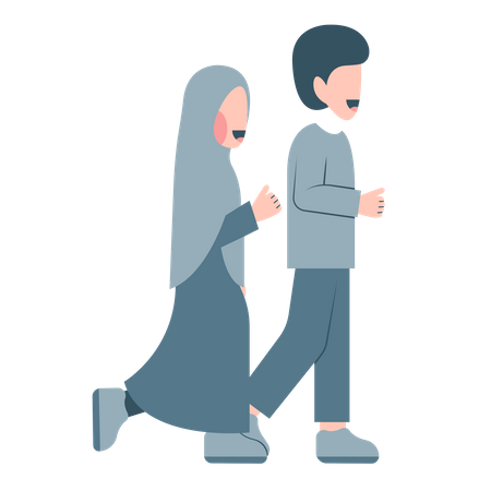 Couple musulman faisant du jogging  Illustration