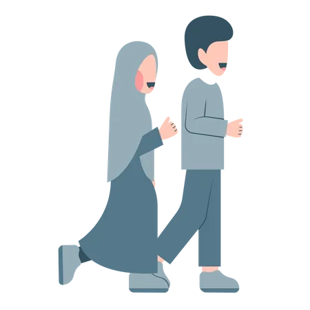 Couple musulman faisant du jogging  Illustration