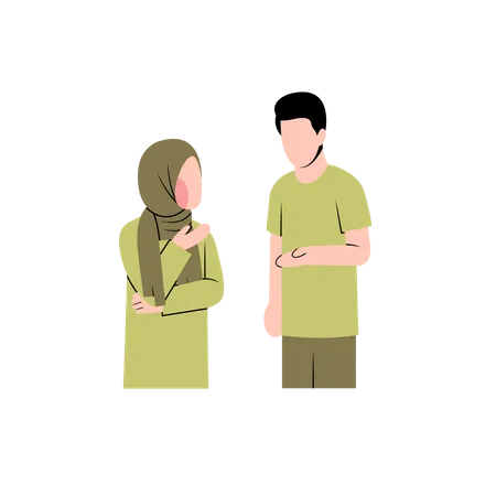 Couple musulman parlant  Illustration