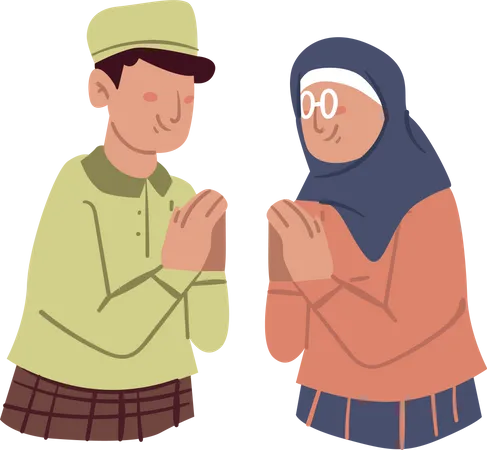 Salutation de couple musulman  Illustration