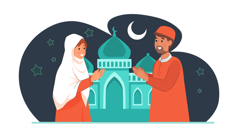 Couple musulman se saluant  Illustration