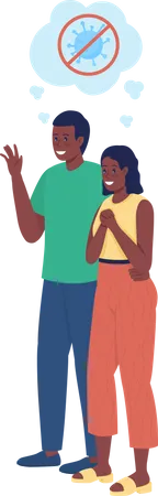 Couple Not Afraid Of Covid Semi Flat Color Vector Character Parents Figures Full Body People On White After Covid Isolated Modern Cartoon Style Illustration For Graphic Design And Animation Illustration