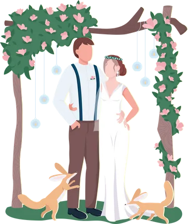 Couple nouvellement marié  Illustration