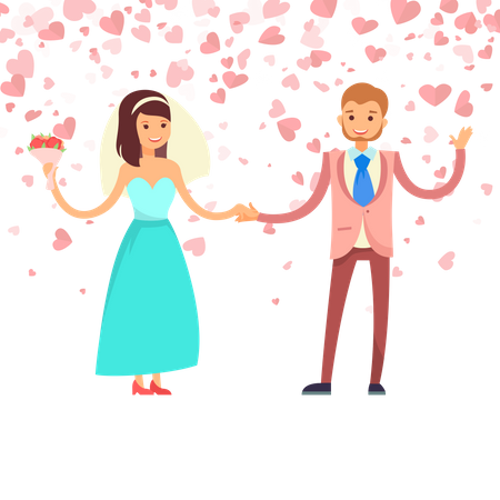 Couple nouvellement marié  Illustration