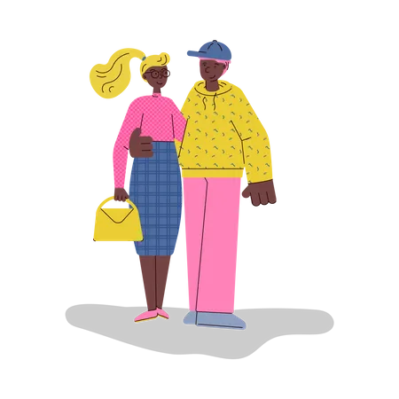 Couple nouvellement marié marchant  Illustration