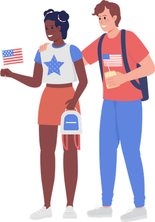Couple of American patriots Illustration