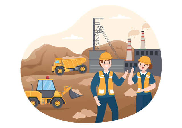 Couple of contractor working at site  イラスト