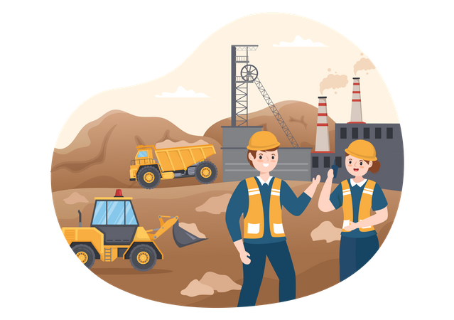 Couple of contractor working at site  Illustration