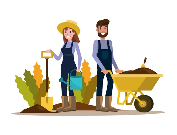 Couple of gardeners  Illustration