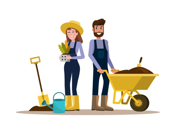 Couple of gardeners  Illustration