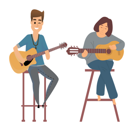 Couple of guitar player  Illustration