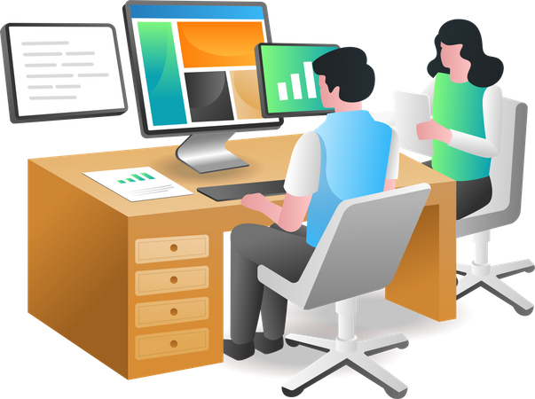 Couple of web designer  Illustration
