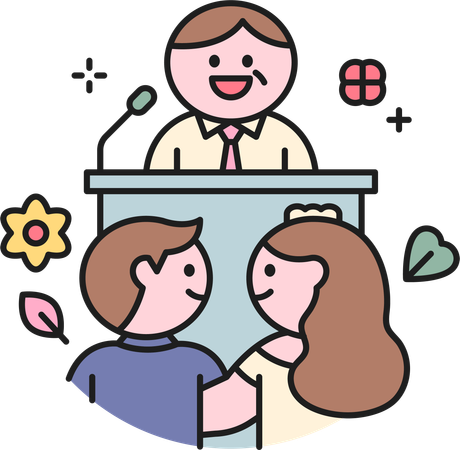 Couple Officiating Marriage  Illustration