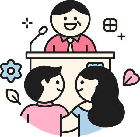 Couple Officiating Marriage  Illustration
