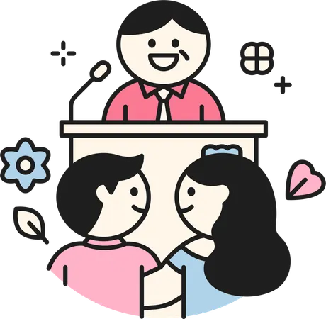 Couple Officiating Marriage  Illustration