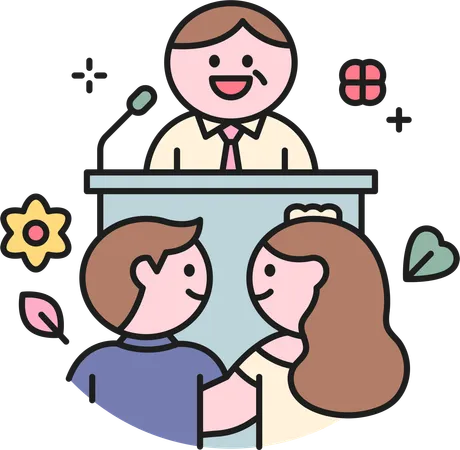 Couple Officiating Marriage  Illustration