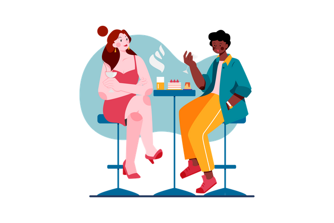 Couple on a date at the weekend Illustration
