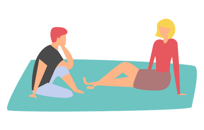 Couple on a picnic date  Illustration