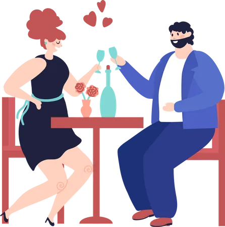Couple on a romantic date Illustration