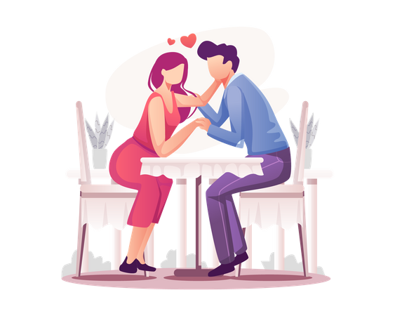 Couple on a romantic dinner date Illustration