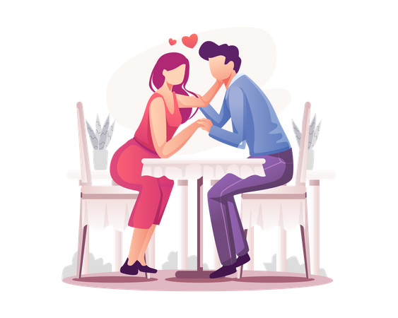 Couple on a romantic dinner date  Illustration