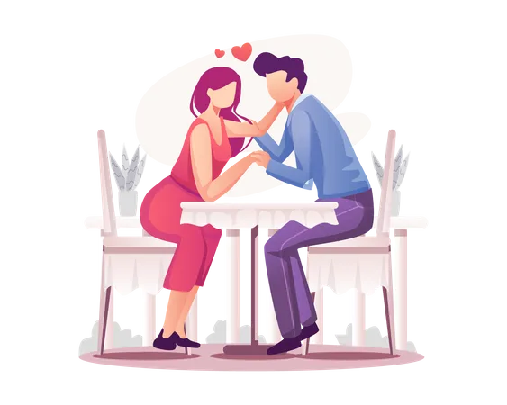 Couple on a romantic dinner date  Illustration