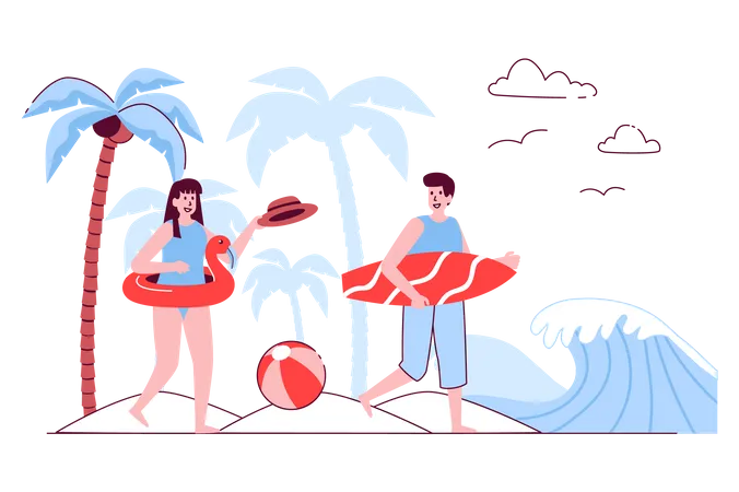 Couple on a summer vacation Illustration