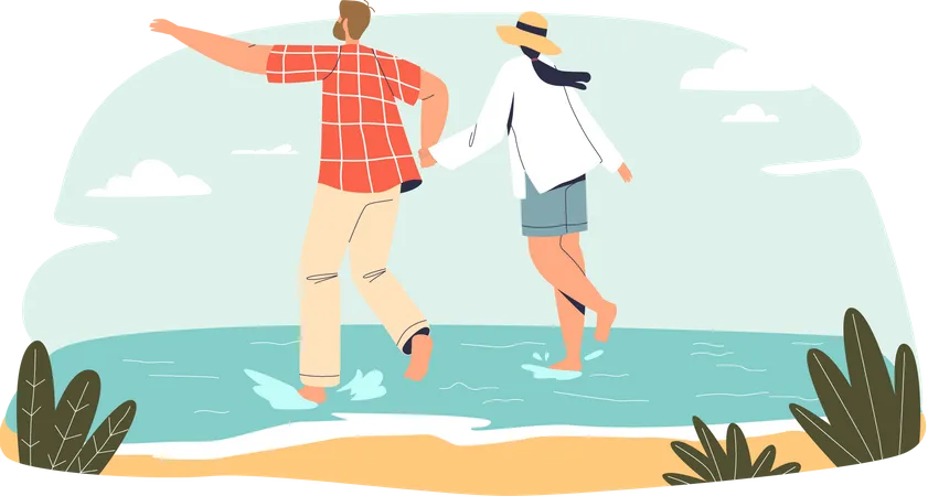 Couple on a vacation at beach  Illustration